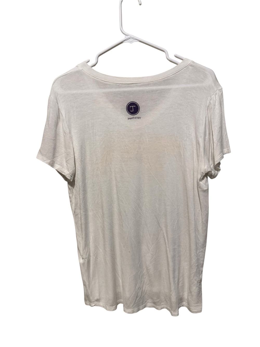 White V-Neck Tee with Yellow Tiger Graphic - Picture 2 of 3